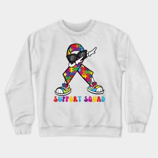 Support Squad Autism Awareness Dabbing Puzzle Piece Dance Crewneck Sweatshirt